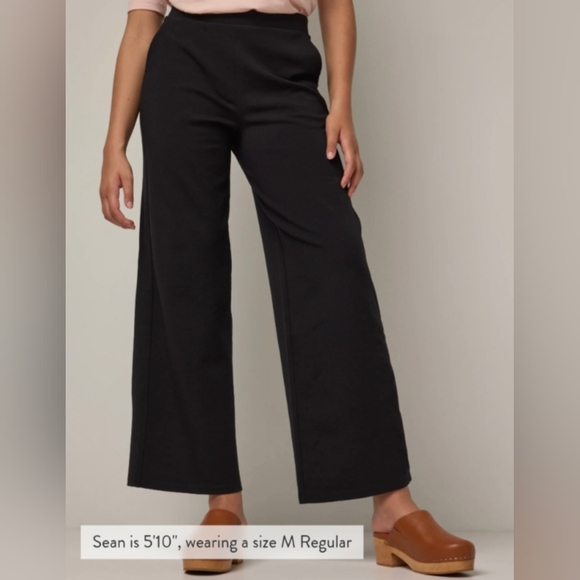 Wool& Lane Wide Leg Ponte Pants Women's Long Medium Blk - Picture 2 of 7